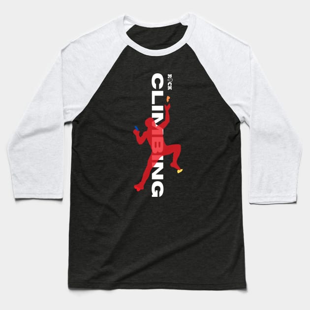 rock climbing with climber red Baseball T-Shirt by lmdesignco